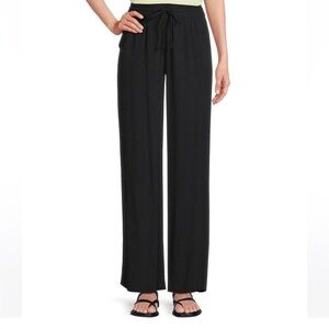 NWT Prana Fernie Beach Pant Black Small Flowy Wide Leg Tencel Elastic Waistband